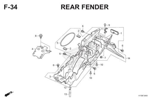 F-34 Rear Fender CB150R StreetFire K15