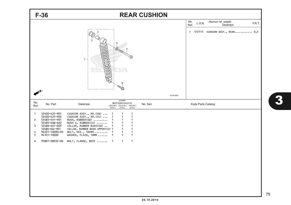 F 36 Rear Cushion Katalog BeAT eSP K25