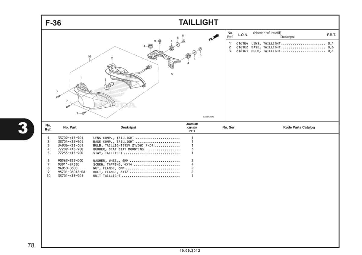 F-36 Taillight Katalog CB150R StreetFire K15