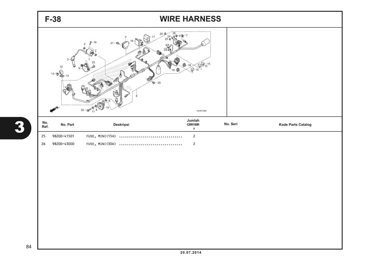 F-38 Wire Harness Katalog CBR 150R K45A