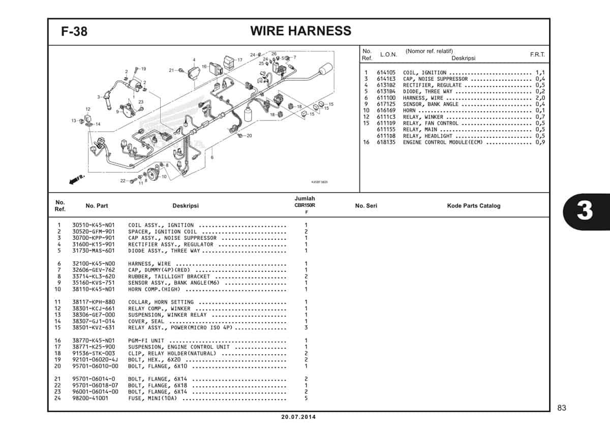 F-38 Wire Harness Katalog CBR 150R K45A