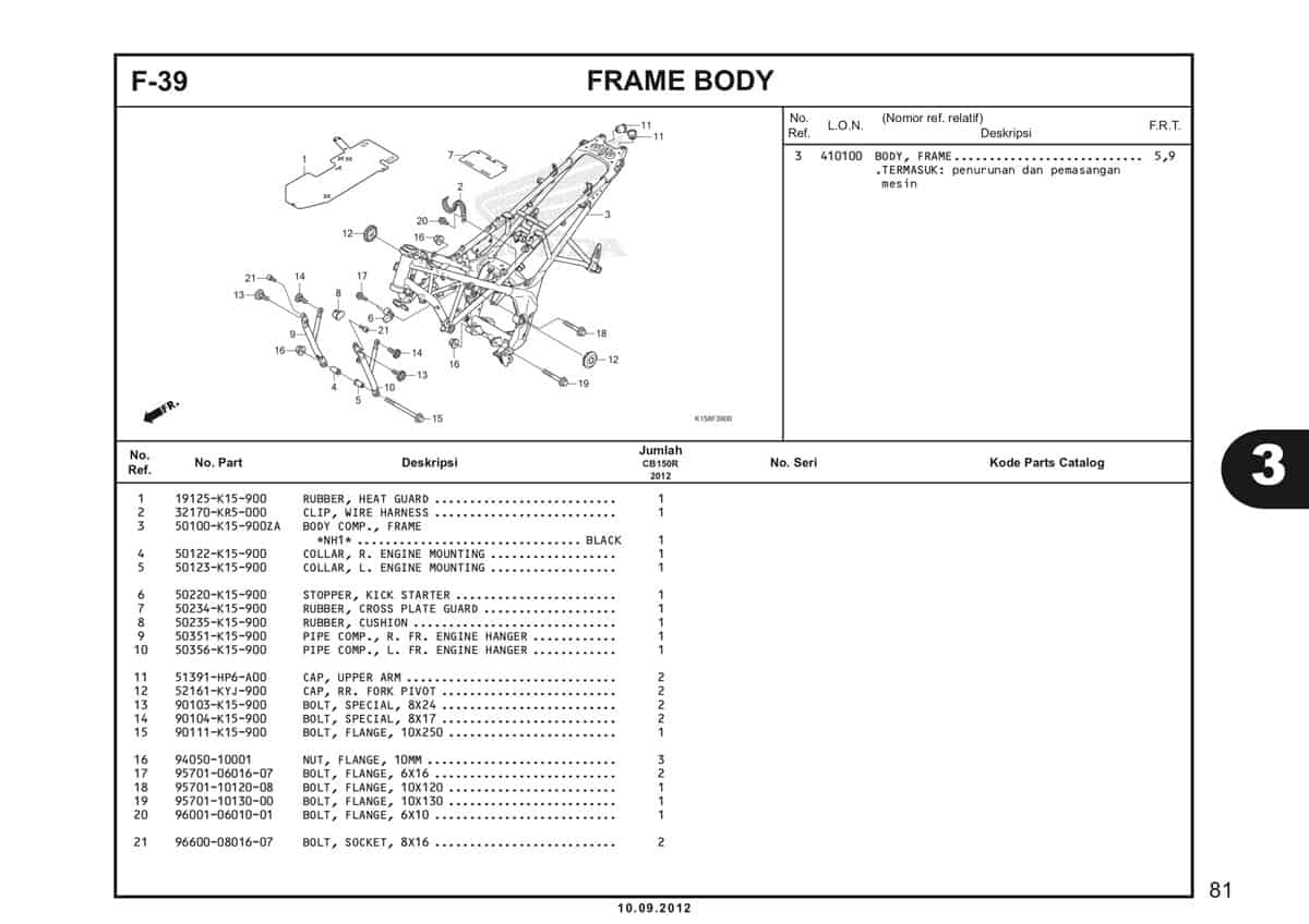 F-39 Frame Body Katalog CB150R StreetFire K15