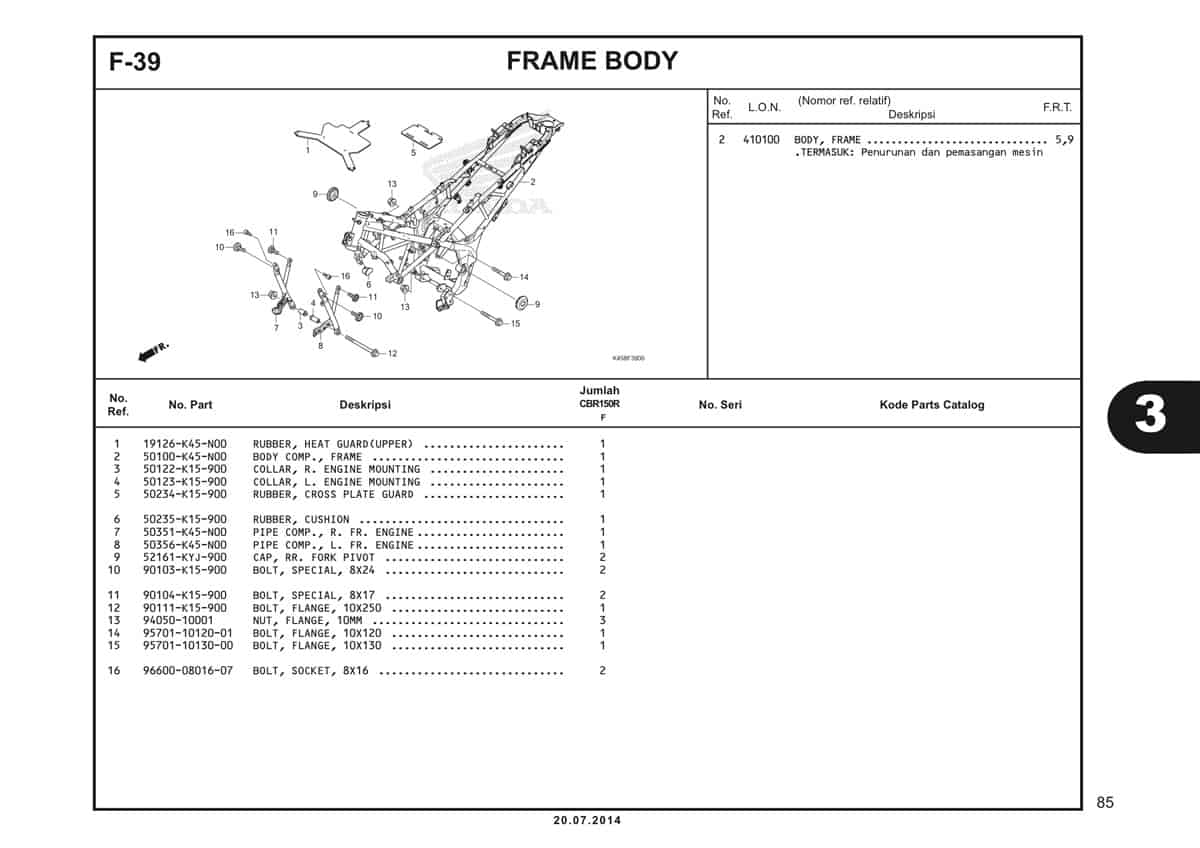 F-39 Frame Body Katalog CBR 150R K45A