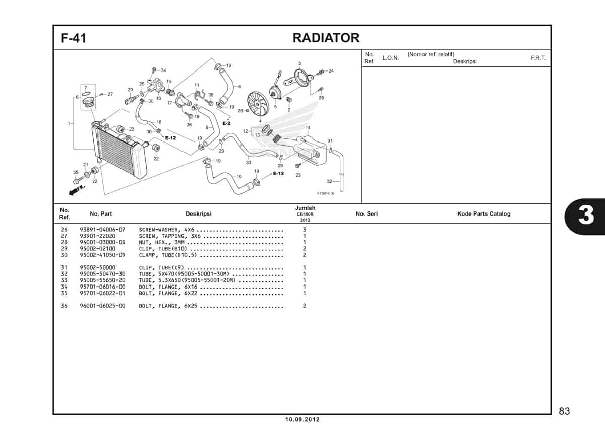 F-41 Radiator Katalog CB150R StreetFire K15