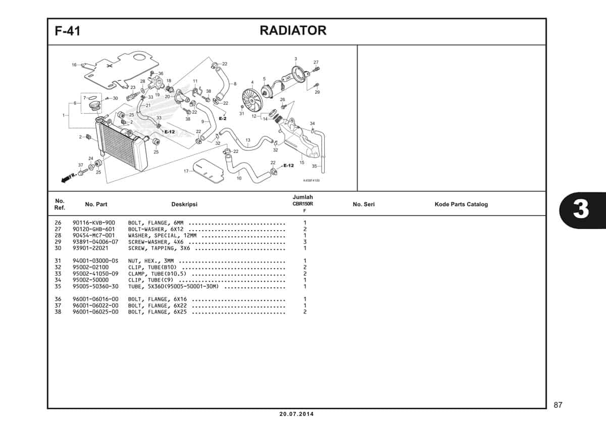 F-41 Radiator Katalog CBR 150R K45A