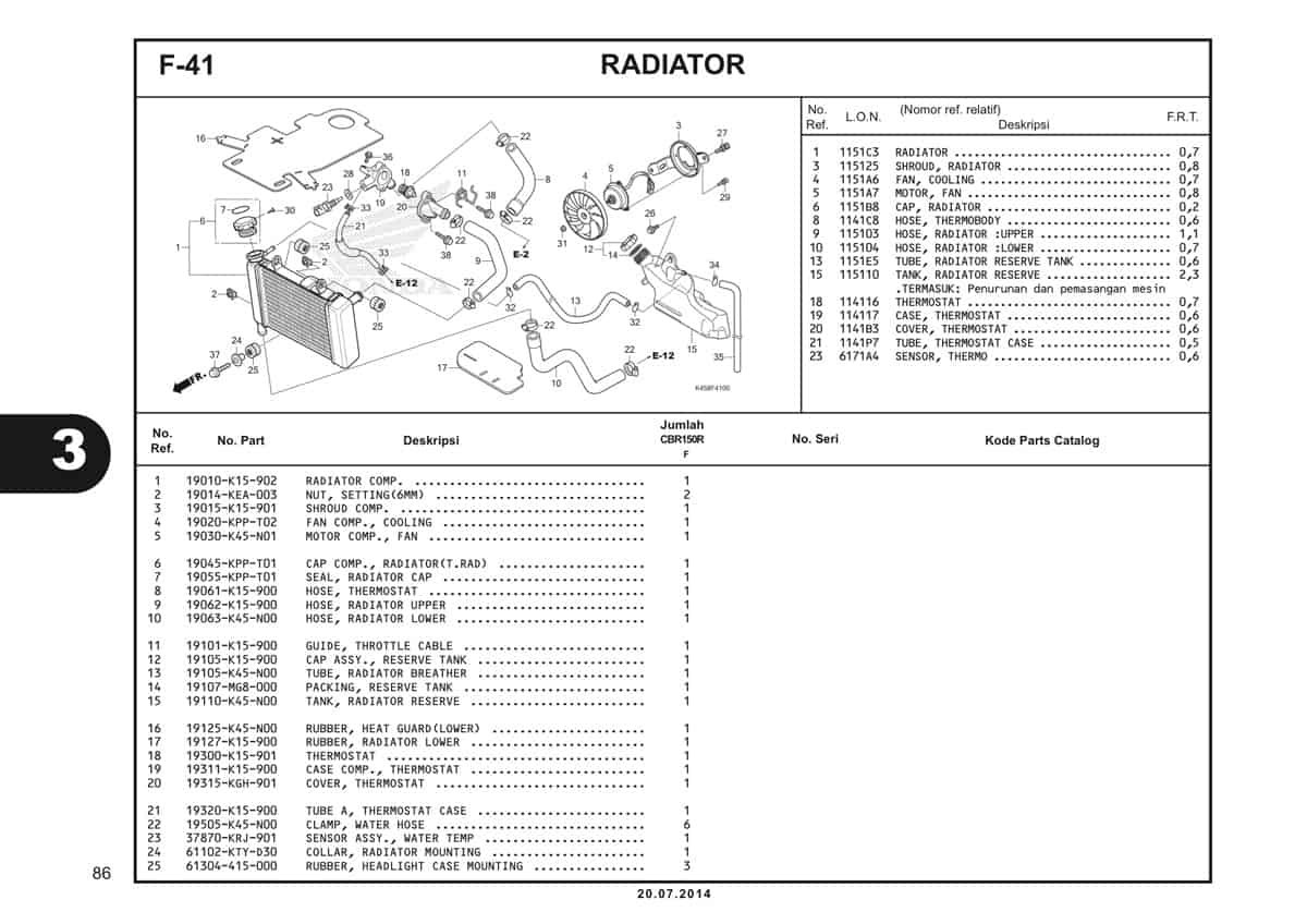 F-41 Radiator Katalog CBR 150R K45A