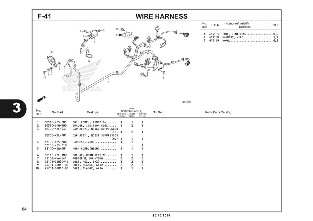 F 41 Wire Harness Katalog BeAT eSP K25