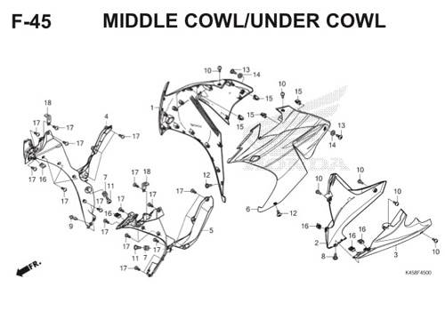 F-45 Middle Cowl/Under Cowl CBR 150R K45A