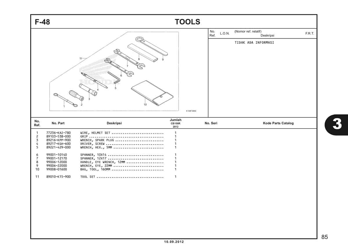 F-48 Tools Katalog CB150R StreetFire K15