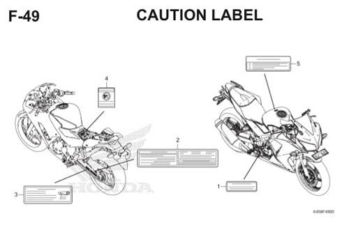 F-49 Caution Label CBR 150R K45A