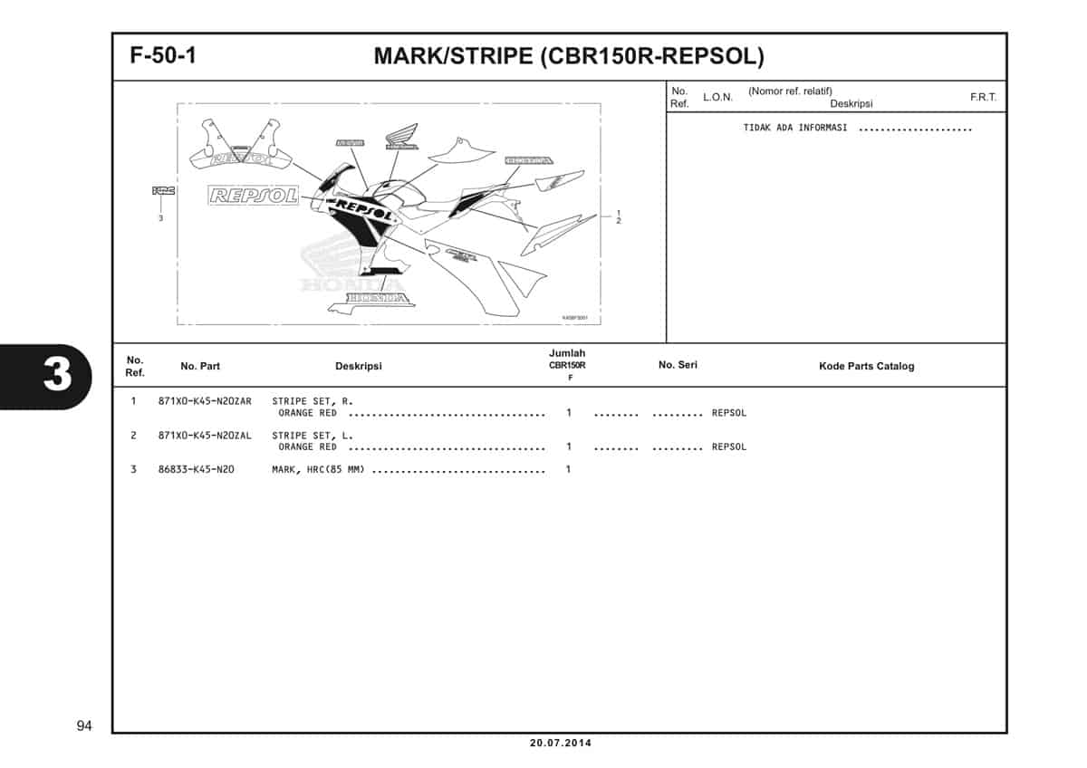 F-50-1 Mark/Stripep (CBR150R Repsol) Katalog CBR 150R K45A