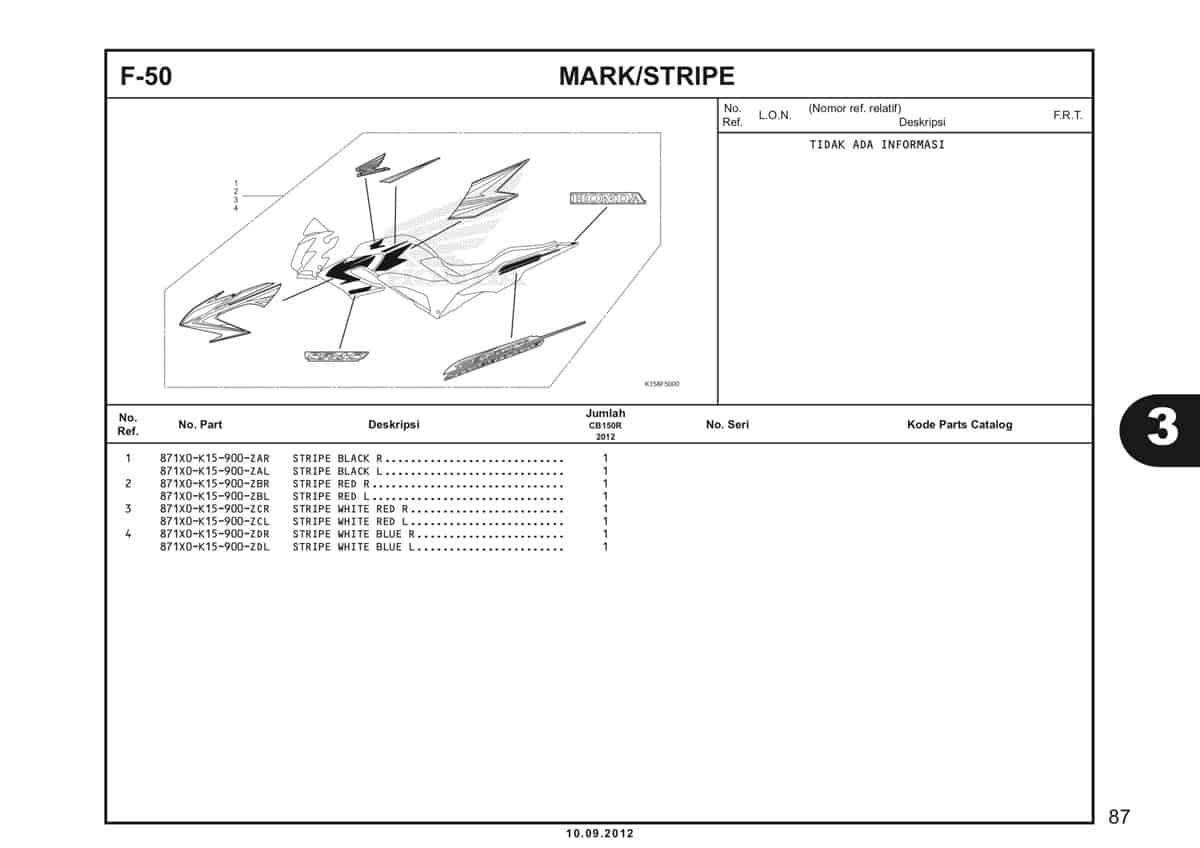 F-50 Mark /Stripe Katalog CB150R StreetFire K15