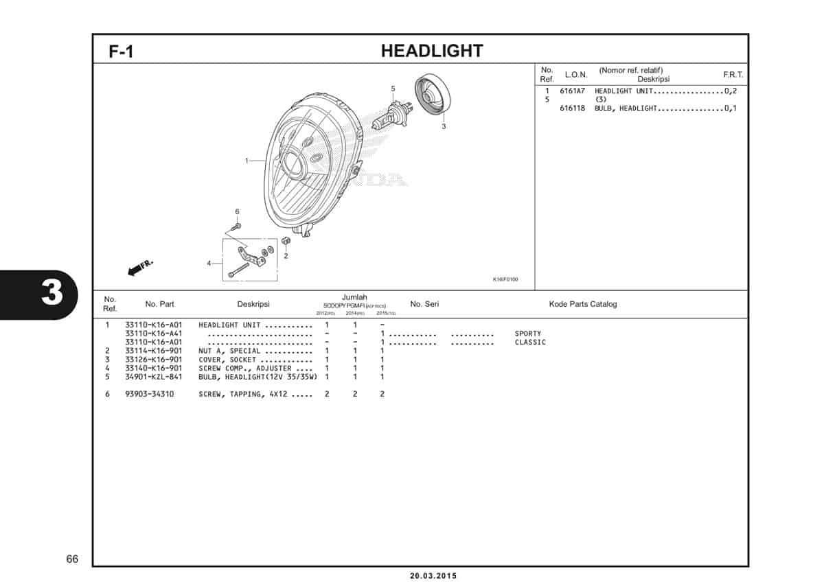 F-1 Headlight Katalog Scoopy eSP K16