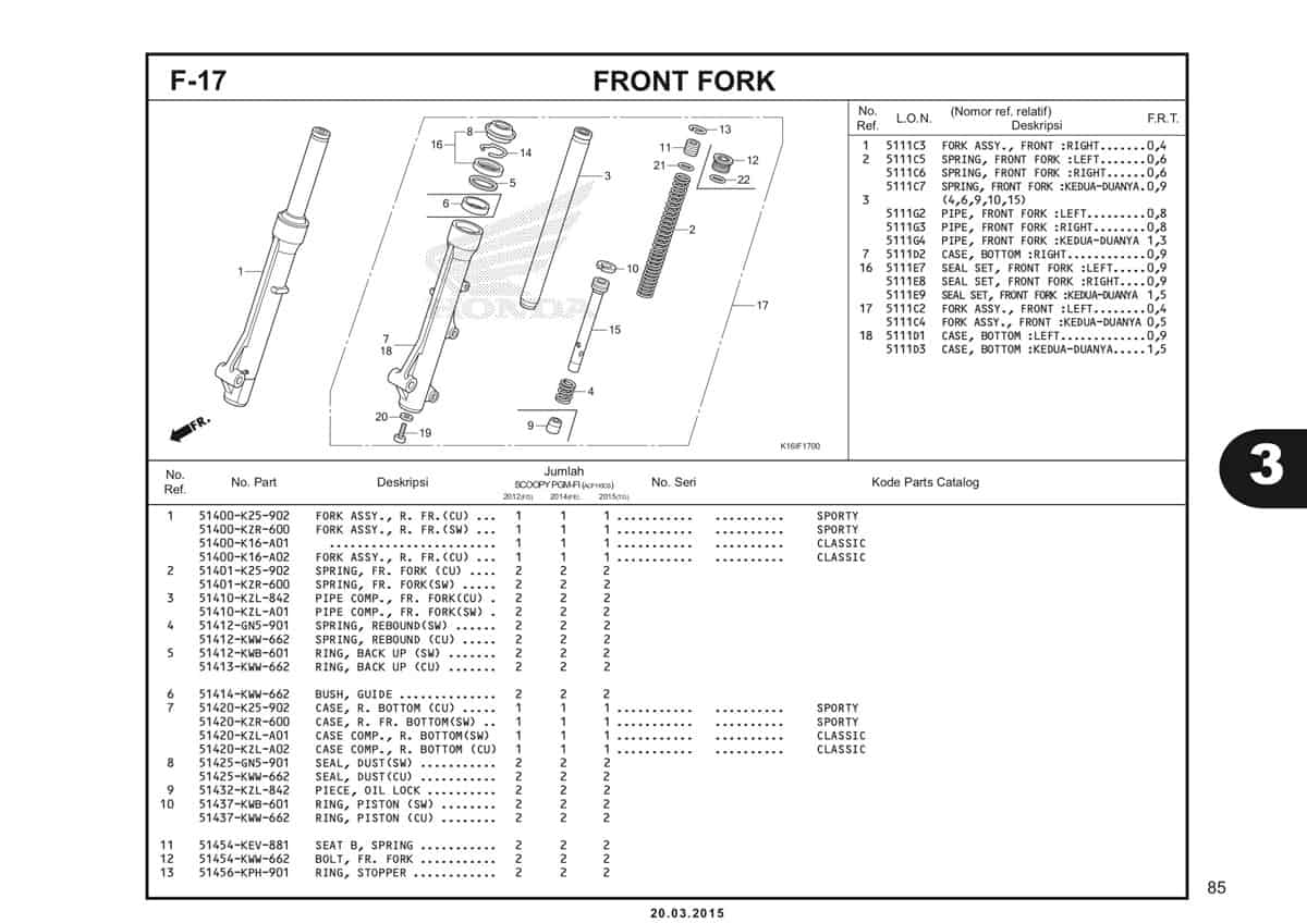 F-17 Front Fork Katalog Scoopy eSP K16