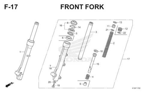 F17 – Front Fork – Katalog Honda Scoopy eSP K16