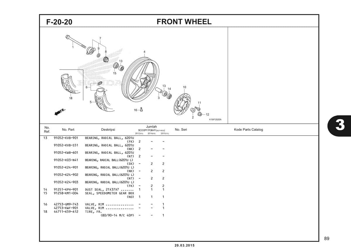 F-20-20 Front Wheel Katalog Scoopy eSP K16