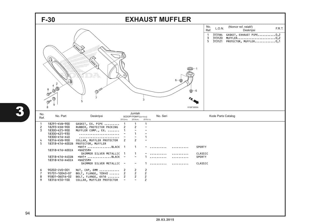 F-30 Exhaust Muffler Katalog Scoopy eSP K16