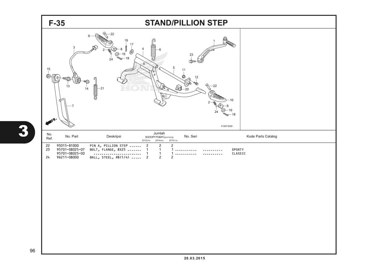 F-35 Stand/Pillion Step Katalog Scoopy eSP K16