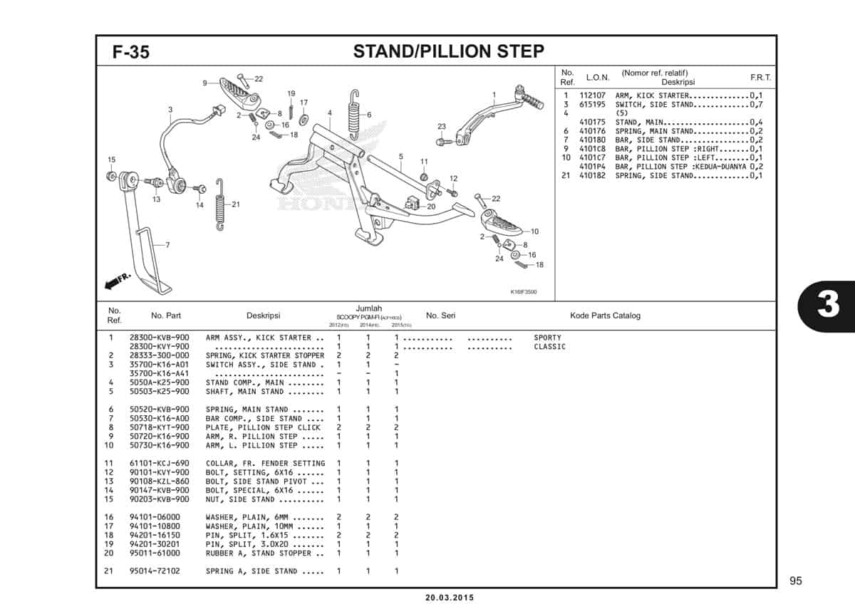 F-35 Stand/Pillion Step Katalog Scoopy eSP K16