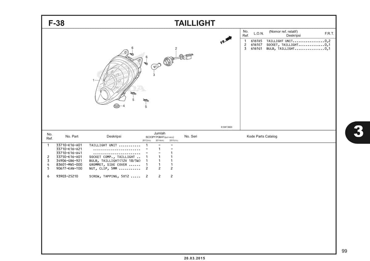 F-38 Taillight Katalog Scoopy eSP K16