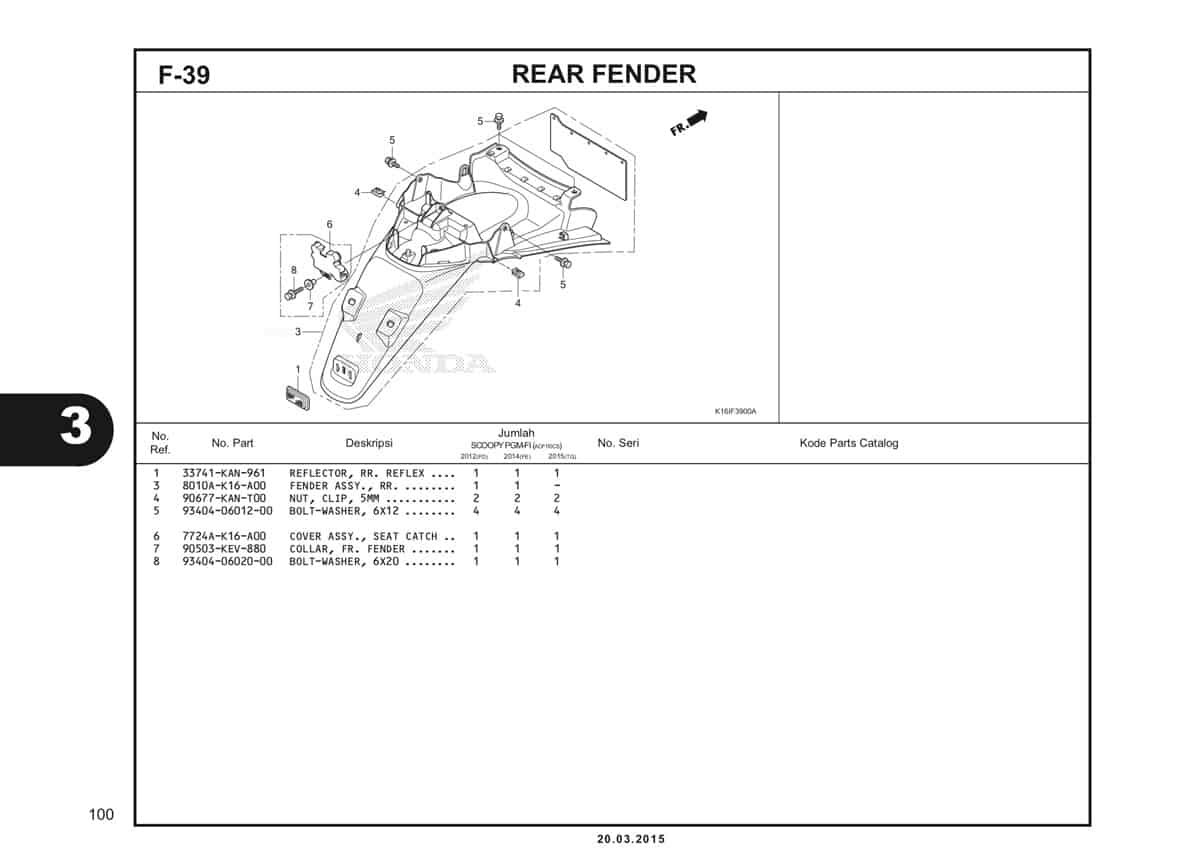 F-39 Rear Fender Katalog Scoopy eSP K16