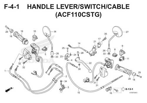 F-4-1 Handle Lever/Switch/Cable (ACF110CSTG) Scoopy eSP K16