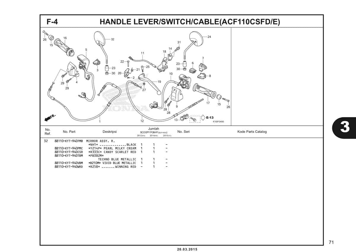 F-4 Handle Lever/Switch/Cable (ACF110CSFD/E) Katalog Scoopy eSP K16