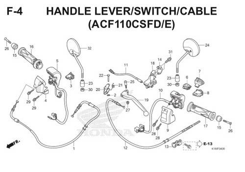 F-4 Handle Lever/Switch/Cable (ACF110CSFD/E) Scoopy eSP K16