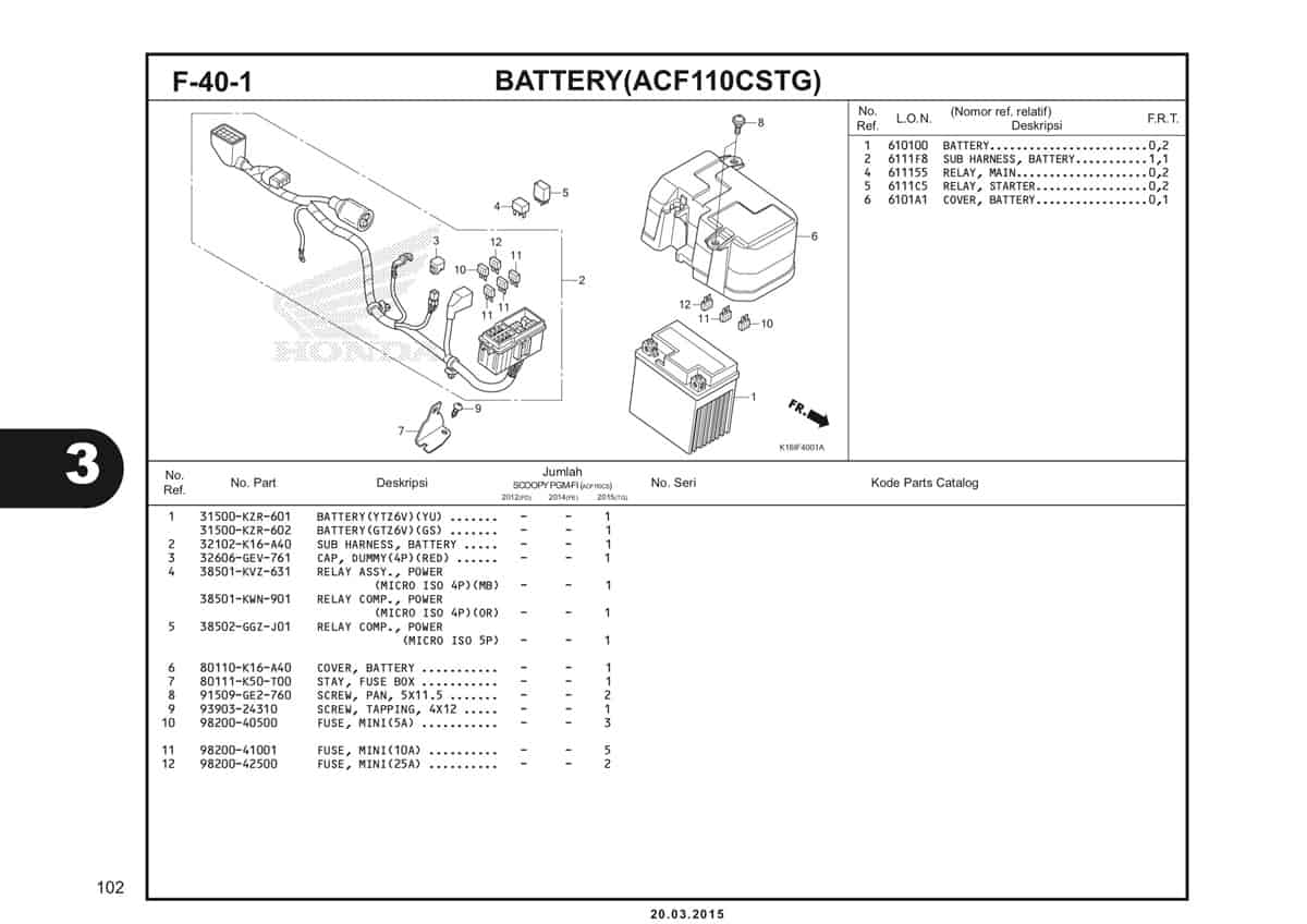 F-40-1 Battery (ACF110CSTG) Katalog Scoopy eSP K16