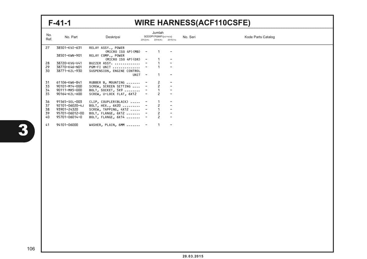 F-41-1 Wire Harness (ACF110CSFE) Katalog Scoopy eSP K16