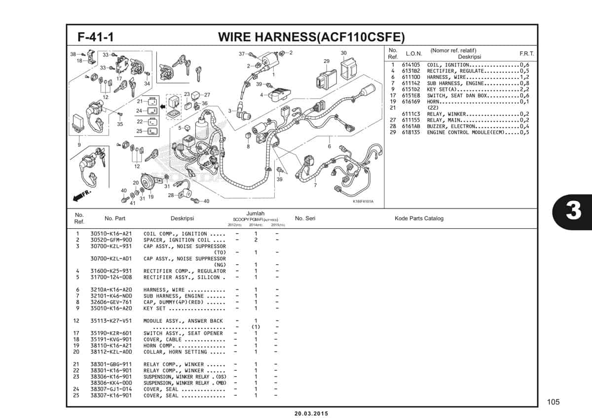 F-41-1 Wire Harness (ACF110CSFE) Katalog Scoopy eSP K16