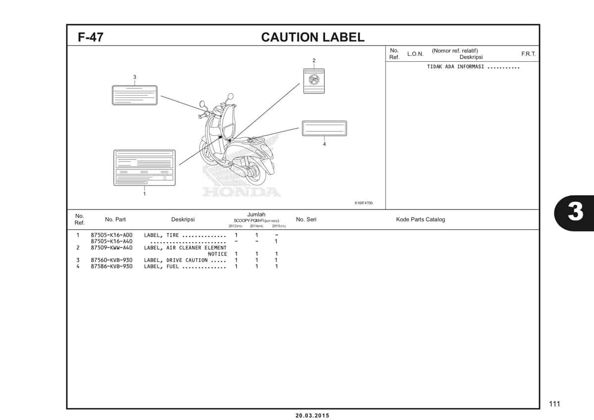 F-47 Caution Label Katalog Scoopy eSP K16