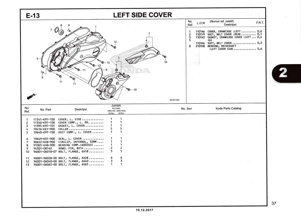 E-13-Left-Side-Cover-Katalog-Pcx-150-K97