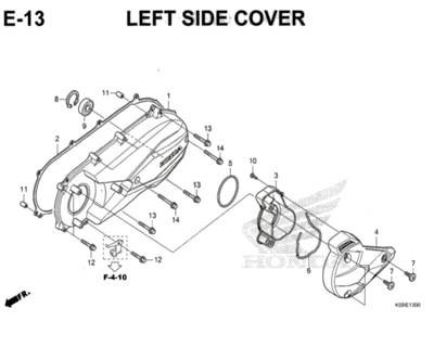 E13 – Left Side Cover – Katalog Honda New Vario 150 K59J