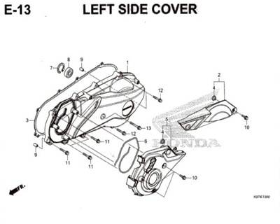 E13- Left Side Cover – Katalog Honda PCX 150 K97