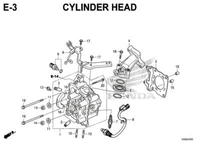 E3 – Cylinder Head – Katalog Honda New Vario 150 K59J