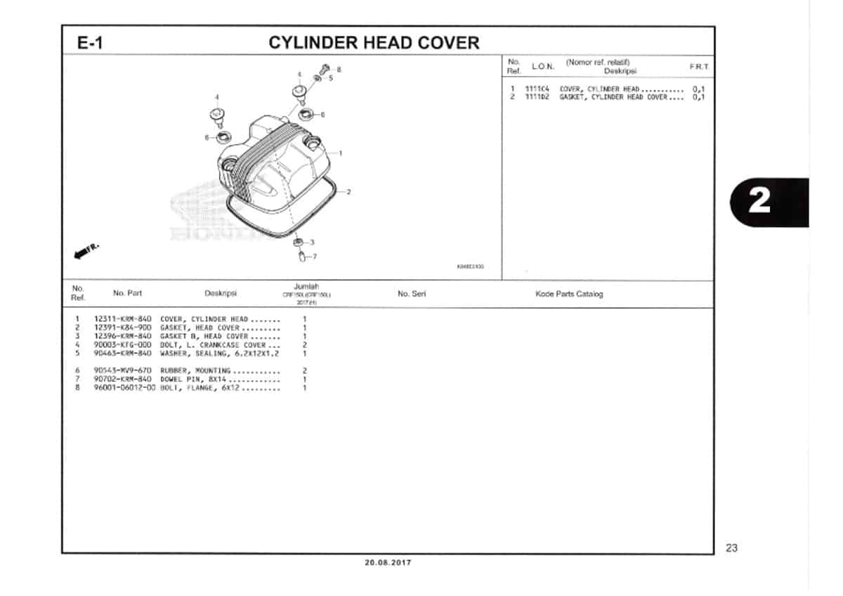 E1-Cylinder-Head-Cover-Katalog-Honda-Crf-150L