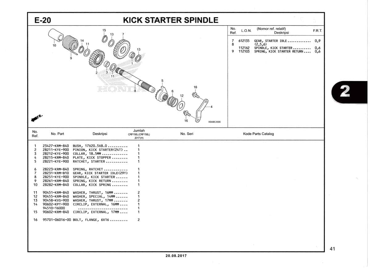 E20-Kick-Starter-Spindle-Katalog-Honda-Crf-150L