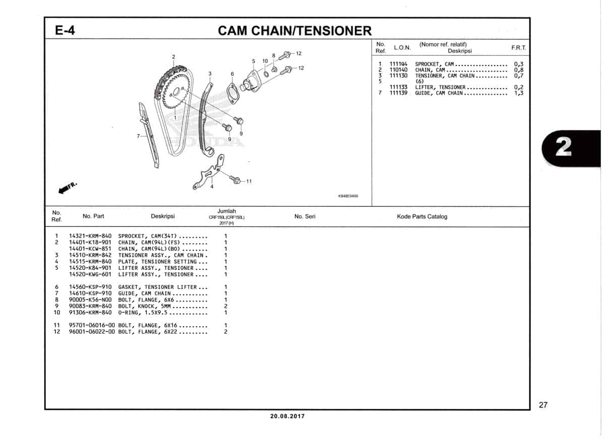 E4-Cam-Chain-Tensioner-Katalog-Honda-Crf-150L