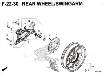 F22-30 – Rear Wheel / Swingarm – Katalog Honda PCX 150 K97