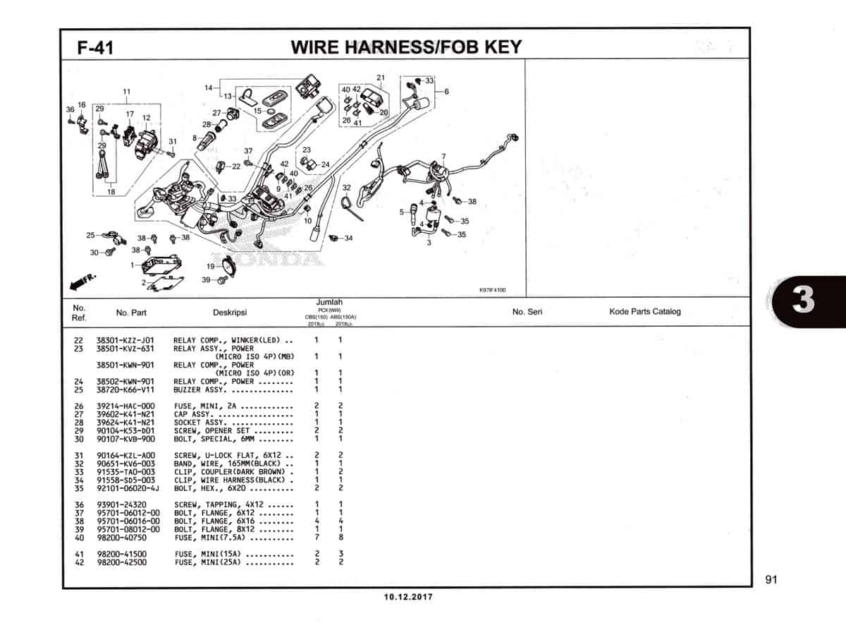 F-41 Wire-Harness-Fob-Key-Katalog-Pcx-150-K97