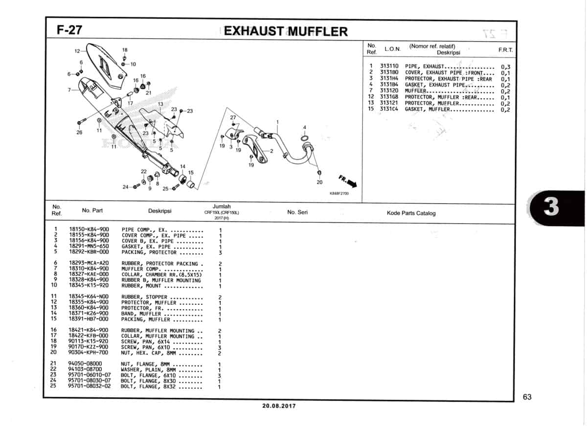 F27-Exhaust-Muffler-Katalog-Honda-Crf-150L