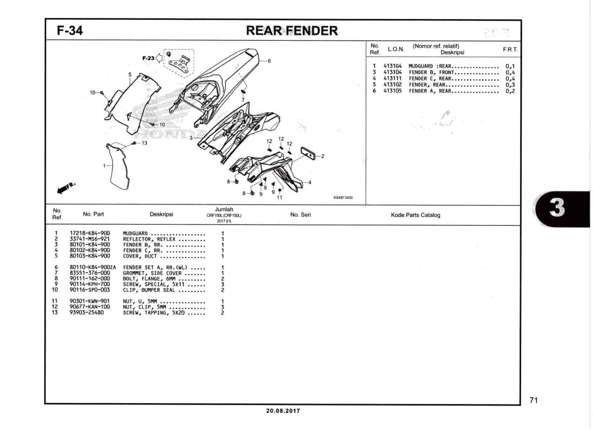 F34-Rear-Fender-Katalog-Honda-Crf-150L