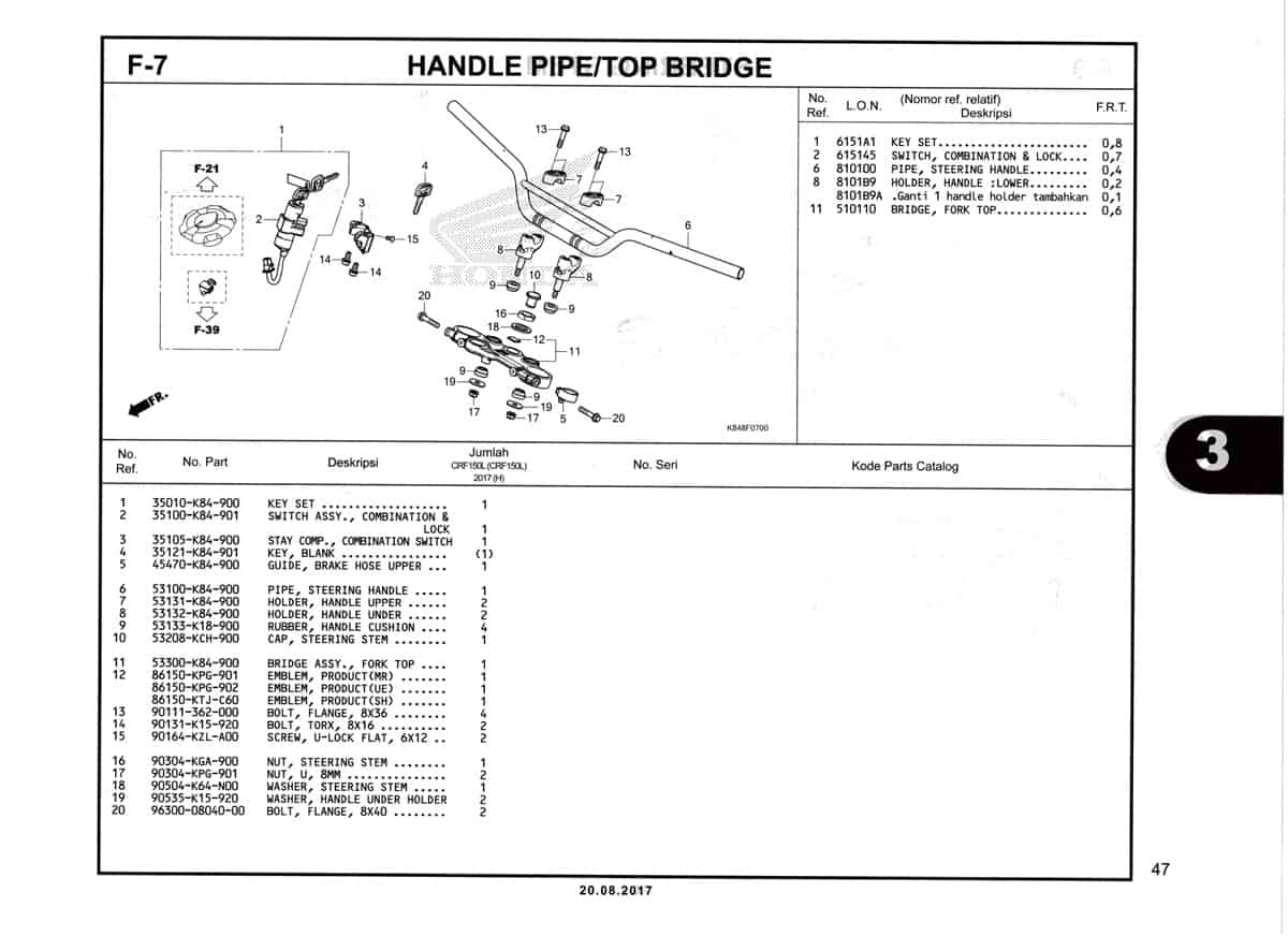 F7-Handle-Pipe-Top-Bridge-Katalog-Honda-Crf-150L