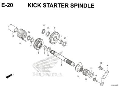 E20 – Kick Starter Spindle – Katalog Honda CB150 Verza