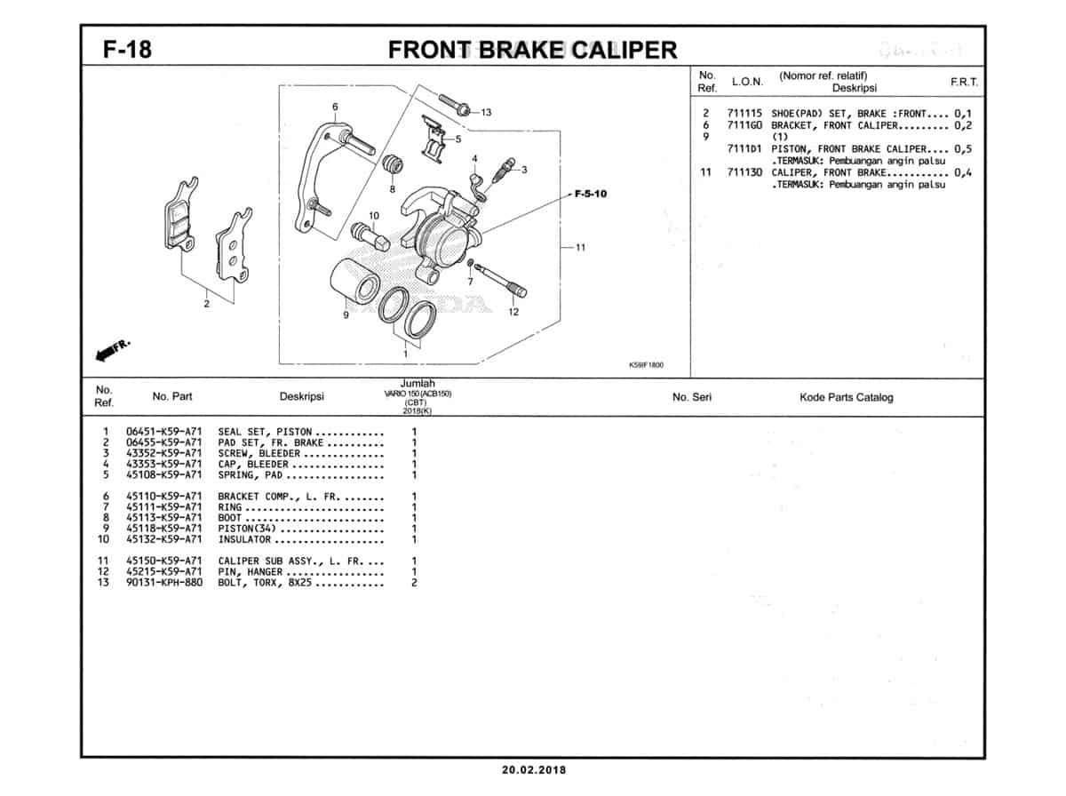 F-18-Front-Brake-Caliper-Katalog-New-Vario-150-K59J