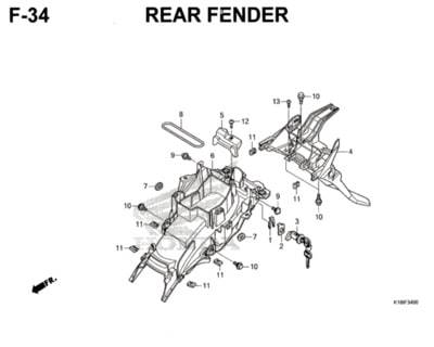 F34 – Rear Fender – Katalog Honda CB150 Verza