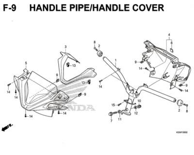 F9 – Handle Pipe / Handle Cover – Katalog Honda New Vario 150 K59J