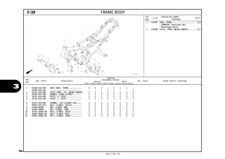 F39 - Frame Body - Katalog Honda CB150 Verza - Harga Kredit Motor Honda ...