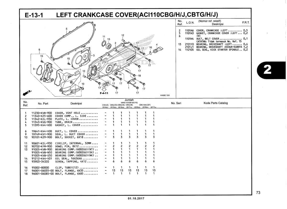 E-13-1-Left-Crankcase-Cover-(ACI110CBG/H/J,CBTG/H/J)-Katalog-New-Vario-110